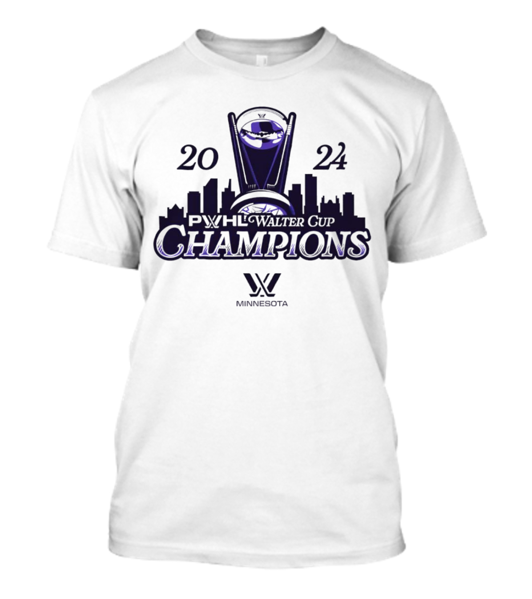 Minnesota 2024 PWHL Walter Cup Champions Skyline T-Shirt