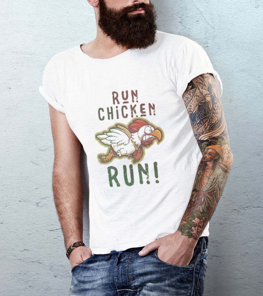 Run Chicken Run Chicken Running With Wings Outstretched T-Shirt