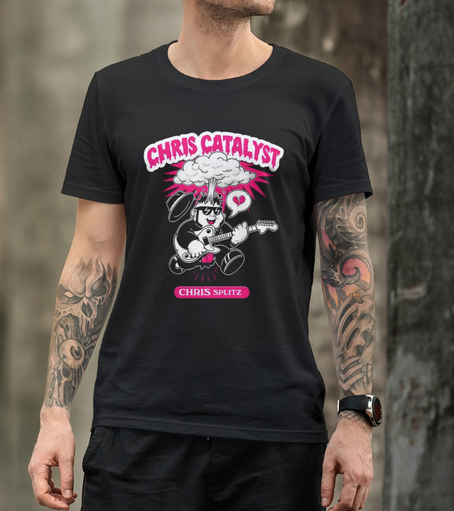 Chris Catalyst Chris Splitz Guitar Explosion Heart T-Shirt