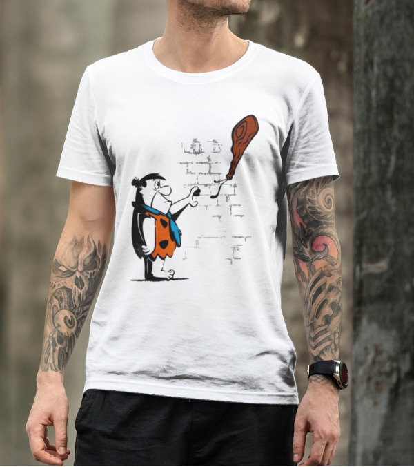 Fred Flintstone Balloon Meat Banksy Mashup T-Shirt