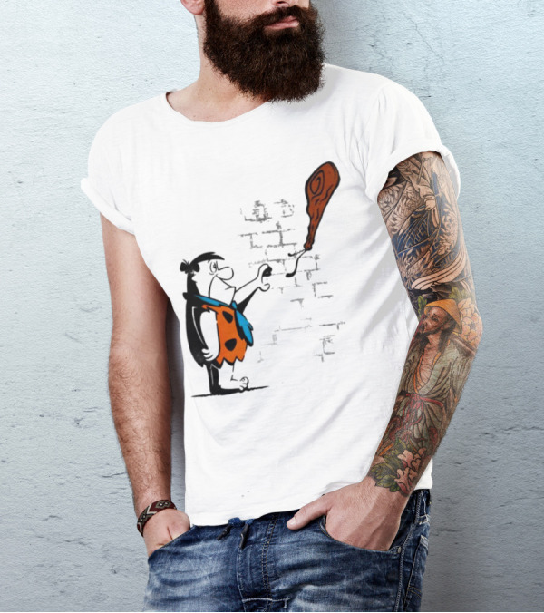 Fred Flintstone Balloon Meat Banksy Mashup T-Shirt