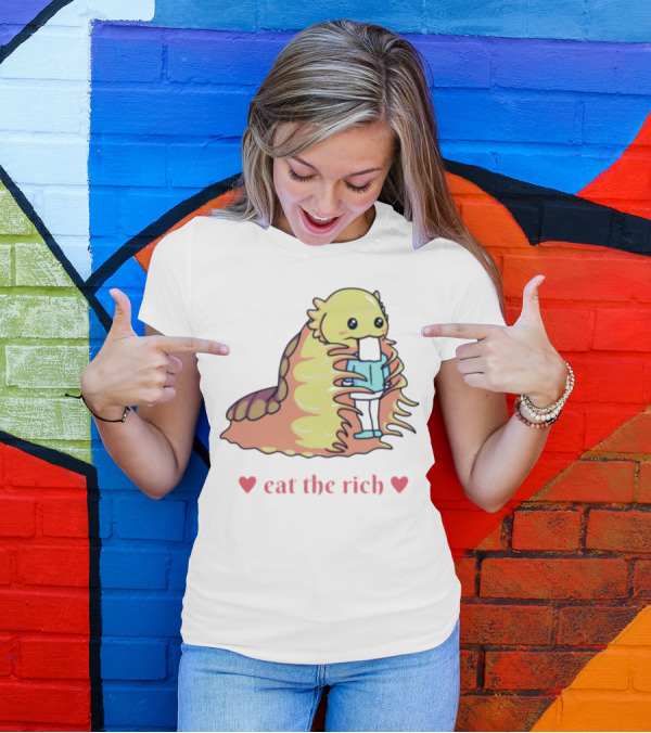 Heart Eat The Rich Space Slug Hugging Person T-Shirt