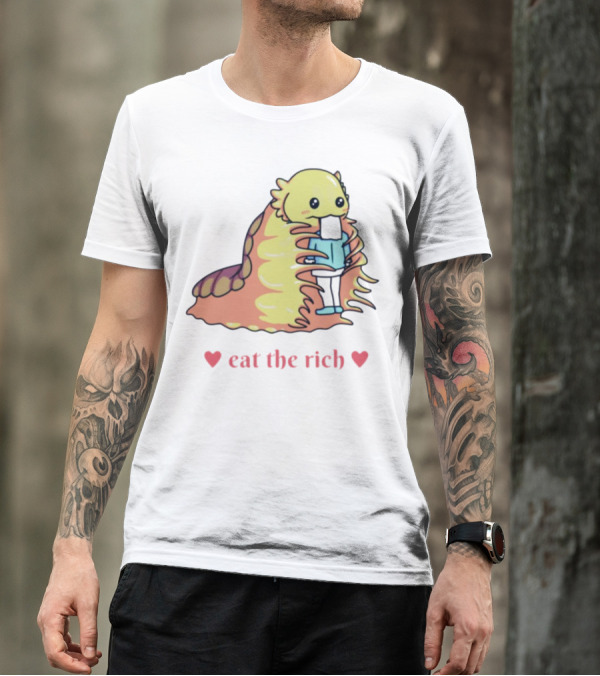 Heart Eat The Rich Space Slug Hugging Person T-Shirt