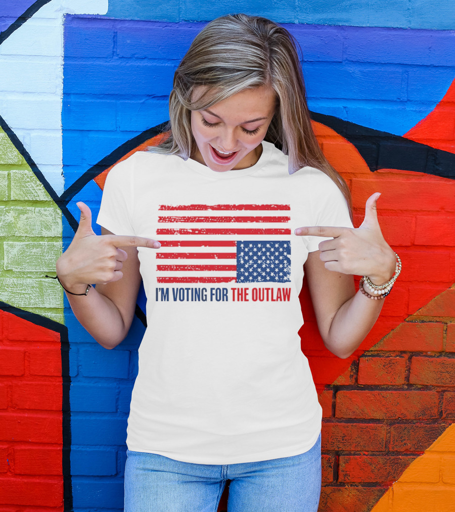 USA Flag I'm Voting For The Outlaw Distressed American T-Shirt