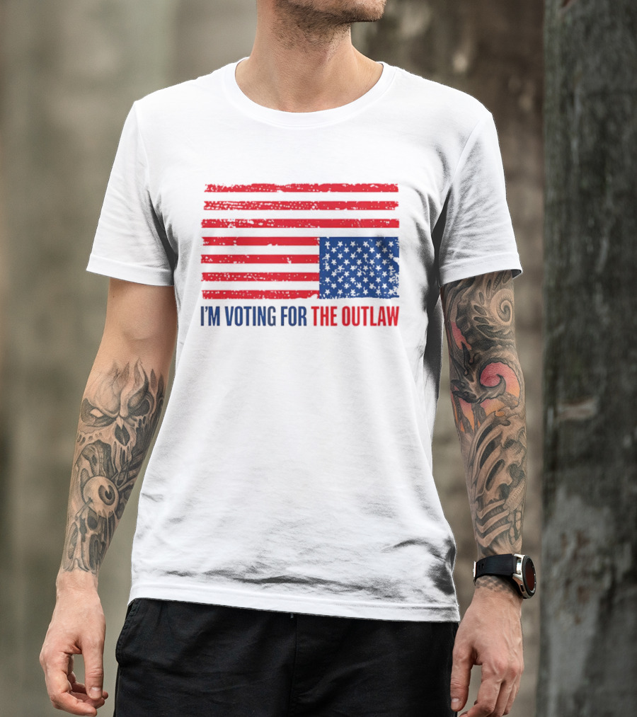 USA Flag I'm Voting For The Outlaw Distressed American T-Shirt