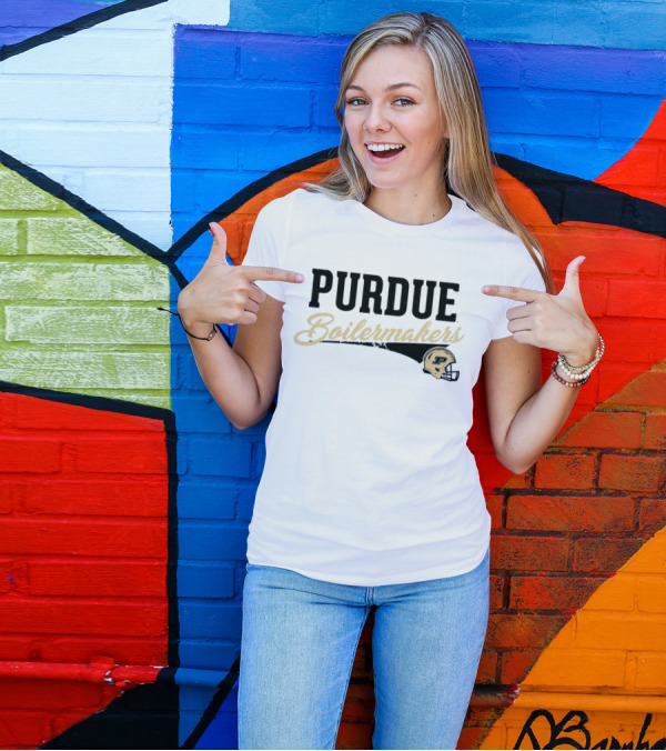 Purdue Boilermakers Script With Iconic Helmet T-Shirt