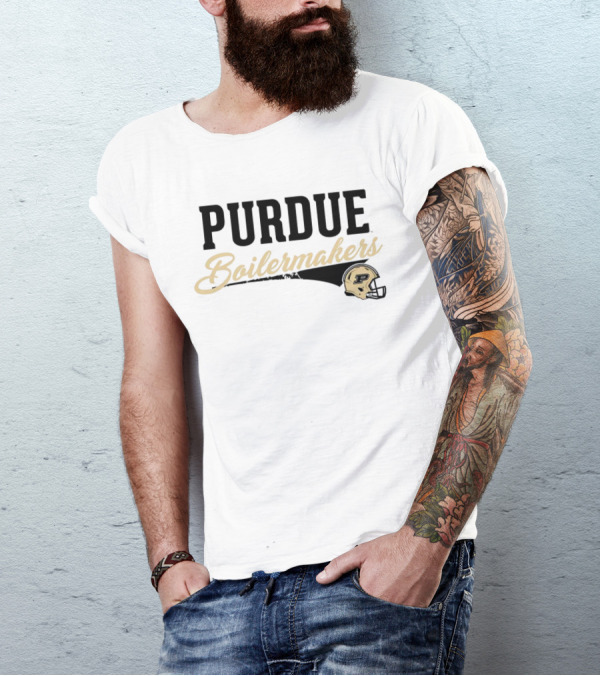 Purdue Boilermakers Script With Iconic Helmet T-Shirt