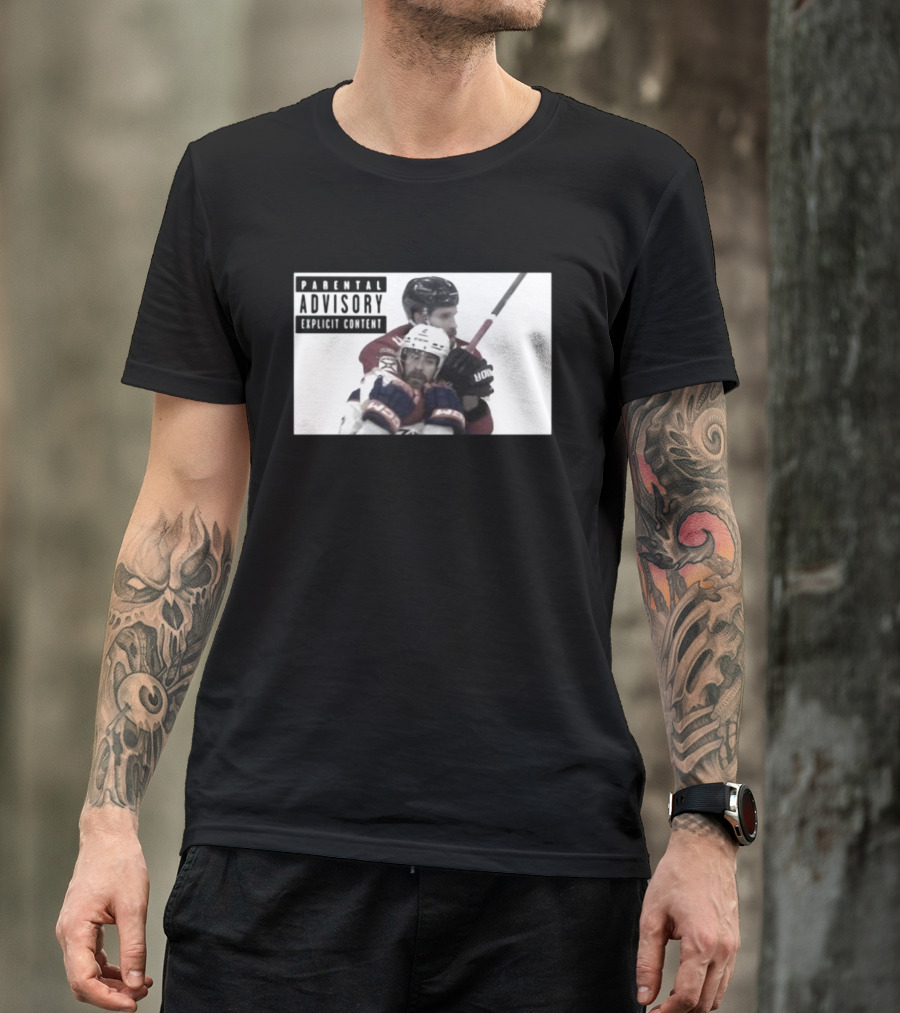 Parental Advisory Explicit Content Hockey Collision T-Shirt