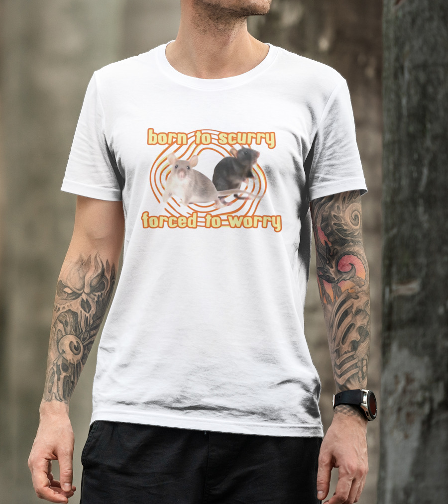 Born To Scurry Forced To Worry With Two Rats And Swirling Background T-Shirt
