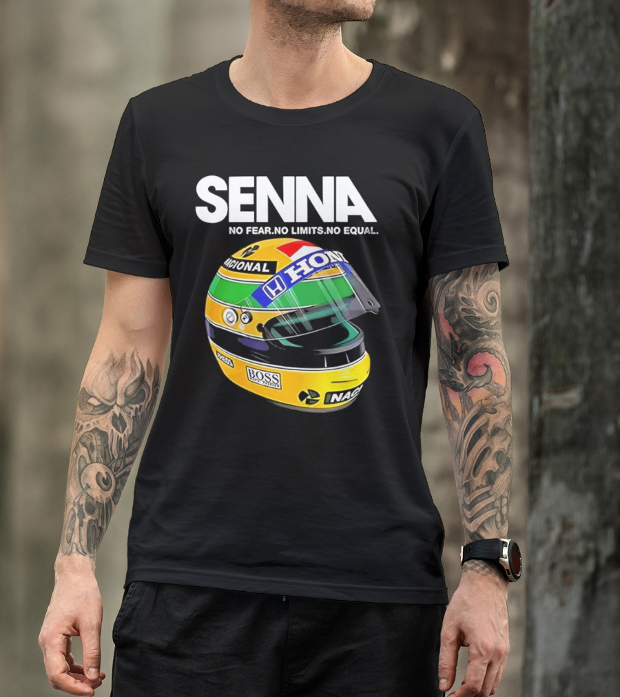 SENNA No Fear No Limits No Equal Honda Racing Helmet BOSS Nacional T-Shirt