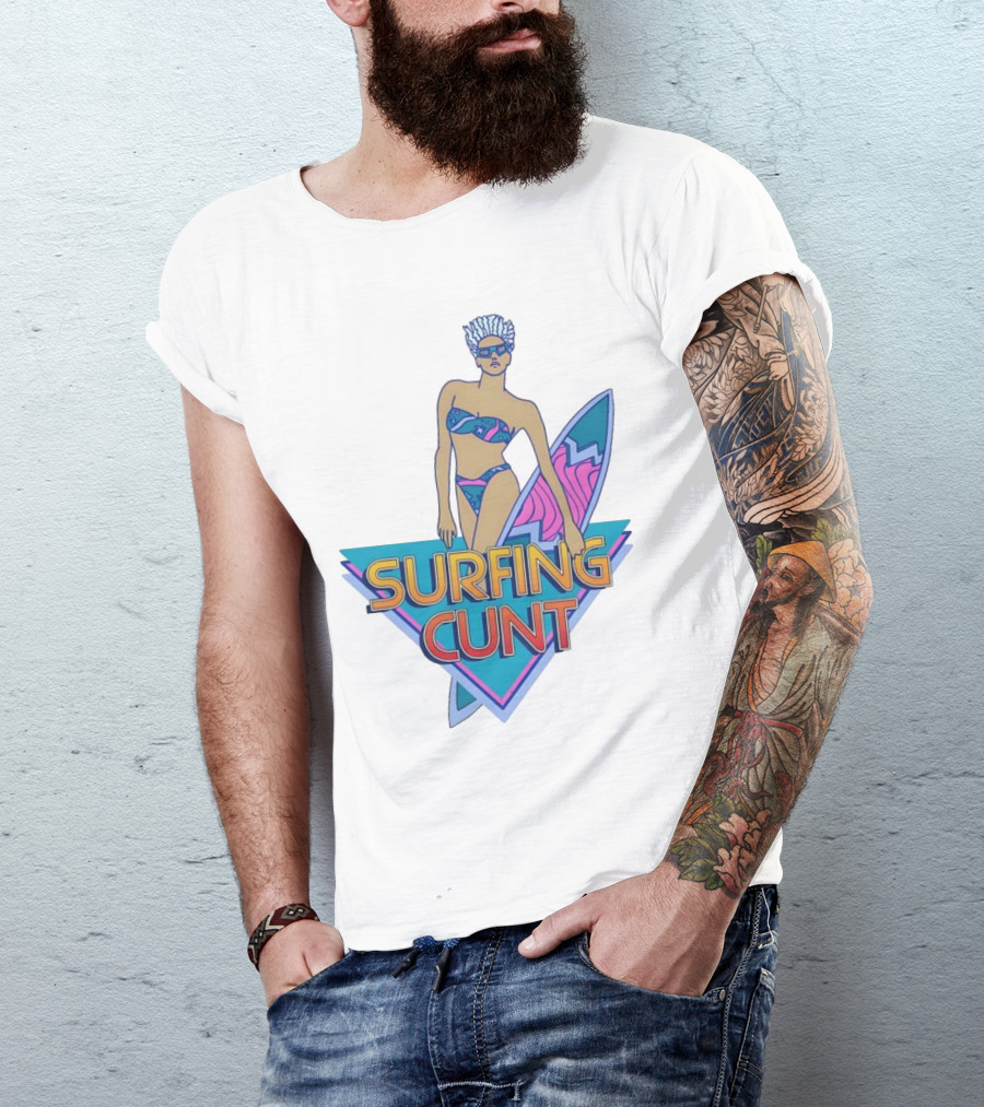 Surfing Cunt Retro Summer Vibes Surfer Girl Iconic T-Shirt