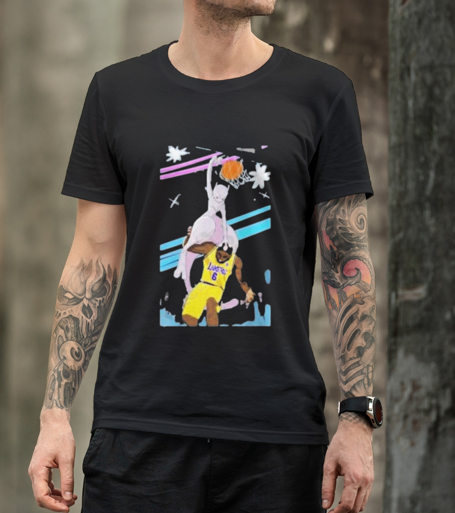 Mewtwo Dunking On Lakers Basketball Star Lebron James T-Shirt