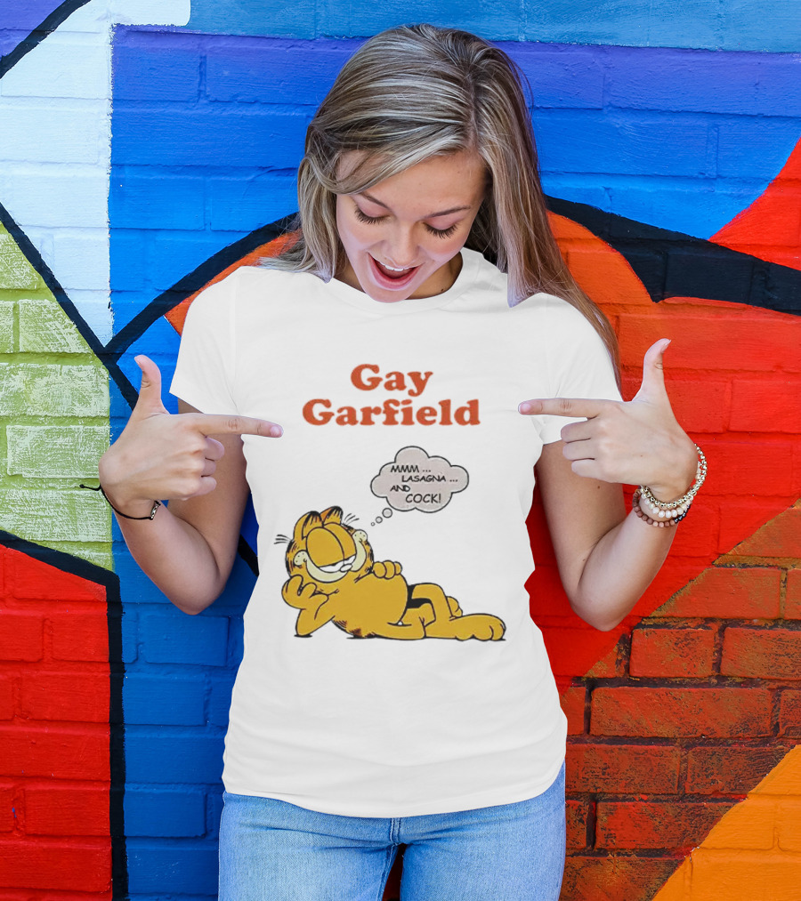 Gay Garfield Mmm Lasagna And Cock Meme T-Shirt