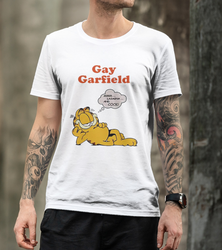Gay Garfield Mmm Lasagna And Cock Meme T-Shirt