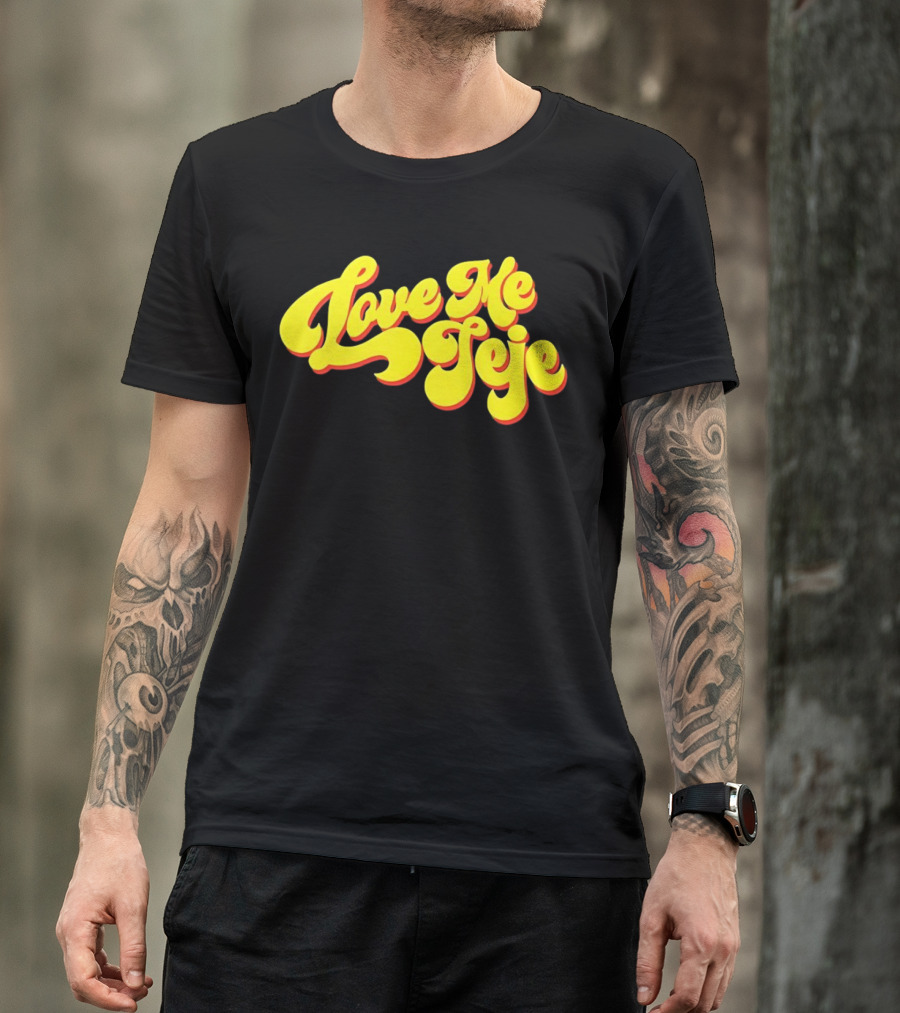 Love Me Jeje Retro Style Text Yellow And Red Groovy Font T-Shirt