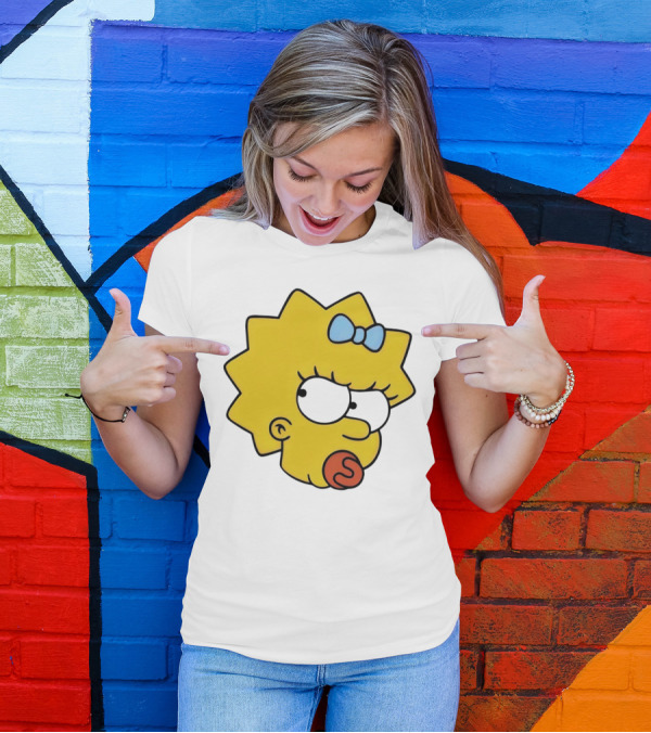 Manicita The Simpsons Maggie Angry Face With Pacifier And Bow T-Shirt