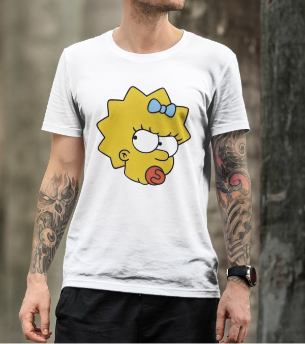 Manicita The Simpsons Maggie Angry Face With Pacifier And Bow T-Shirt