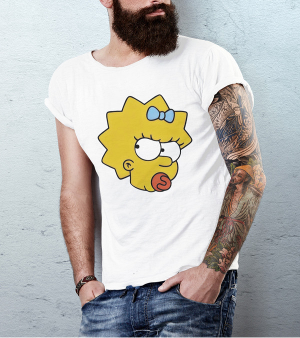 Manicita The Simpsons Maggie Angry Face With Pacifier And Bow T-Shirt