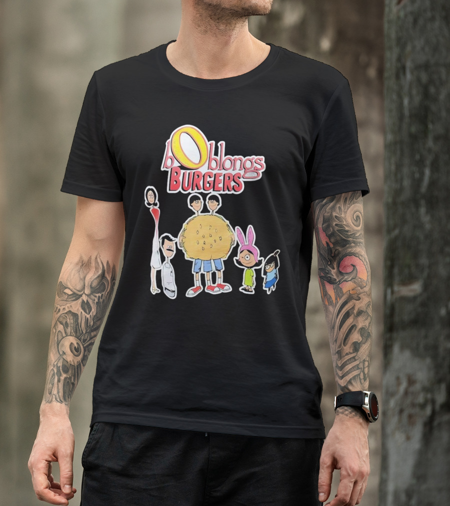 Boblongs Burgers Cartoon Characters Holding Burger T-Shirt