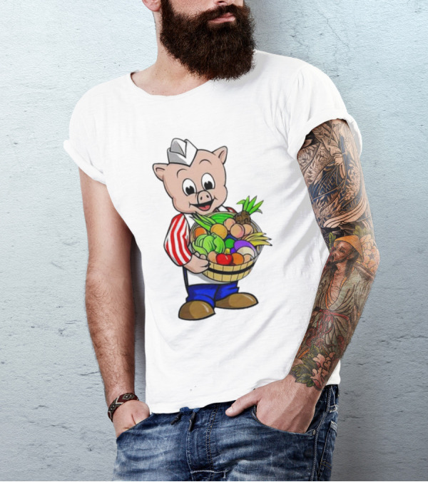 Piggly Wiggly Palmetto Pig With Basket Of Fresh Vegetables T-Shirt