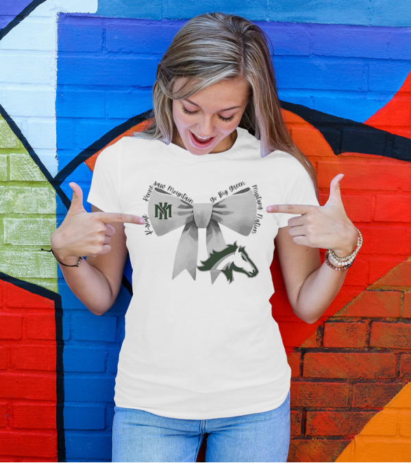 Bowtie Kennesaw Mountain Mustangs K-M Go Big Green Mustang Nation T-Shirt