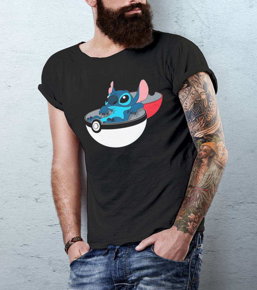 The Stitch Relaxing In Poké Ball Fusion Concept T-Shirt