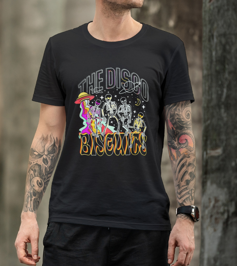 The Disco Biscuits Skeletons Dancing With UFO And Stars T-Shirt