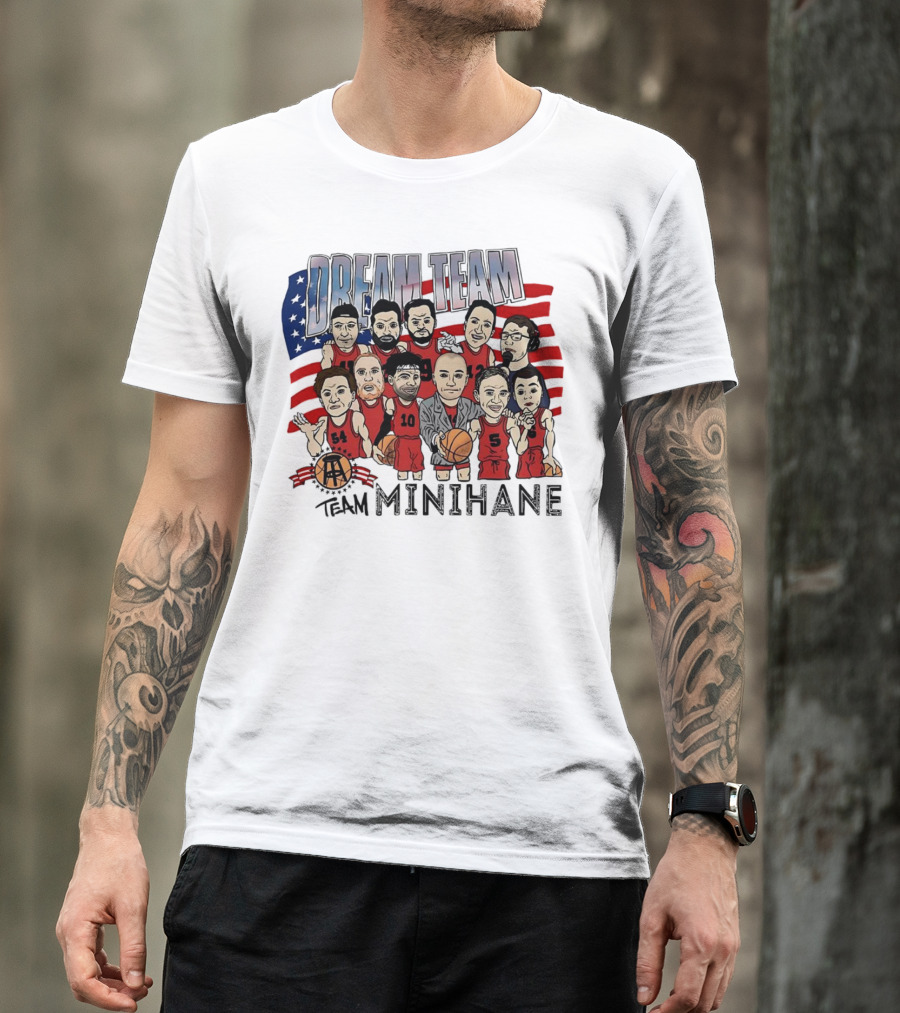 Dream Team Minihane Basketball USA Flag Characters T-Shirt