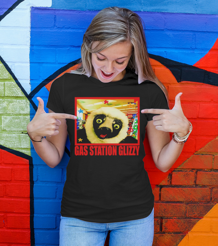 Gas Station Glizzy Funny Lemur Cartoon Inside Store T-Shirt