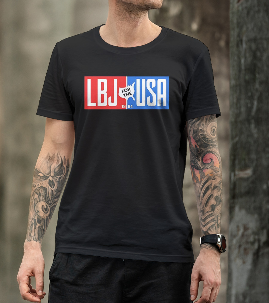 LBJ For The USA 1964 Vintage Political Campaign Red White Blue USA Map T-Shirt