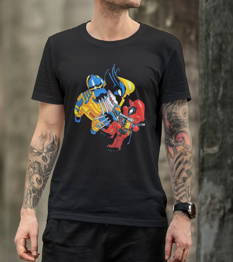 Wario And Mario As Wolverine And Deadpool Face-Off In Colorful Crossover T-Shirt
