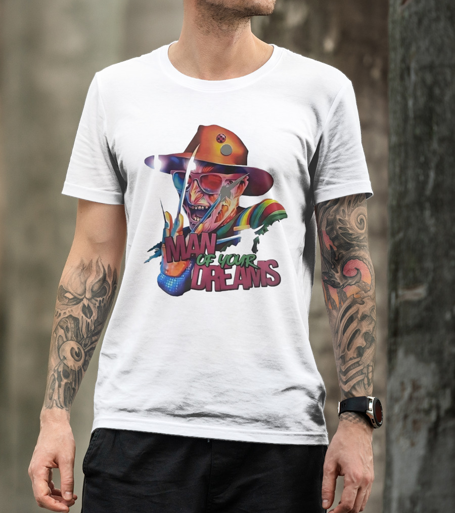 Freddy Krueger Rainbow Hat Sunglasses Claw Man Of Your Dreams T-Shirt