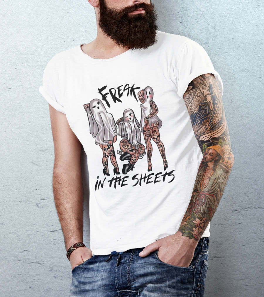 Ghosts Freak In The Sheets Tattooed Spooky T-Shirt