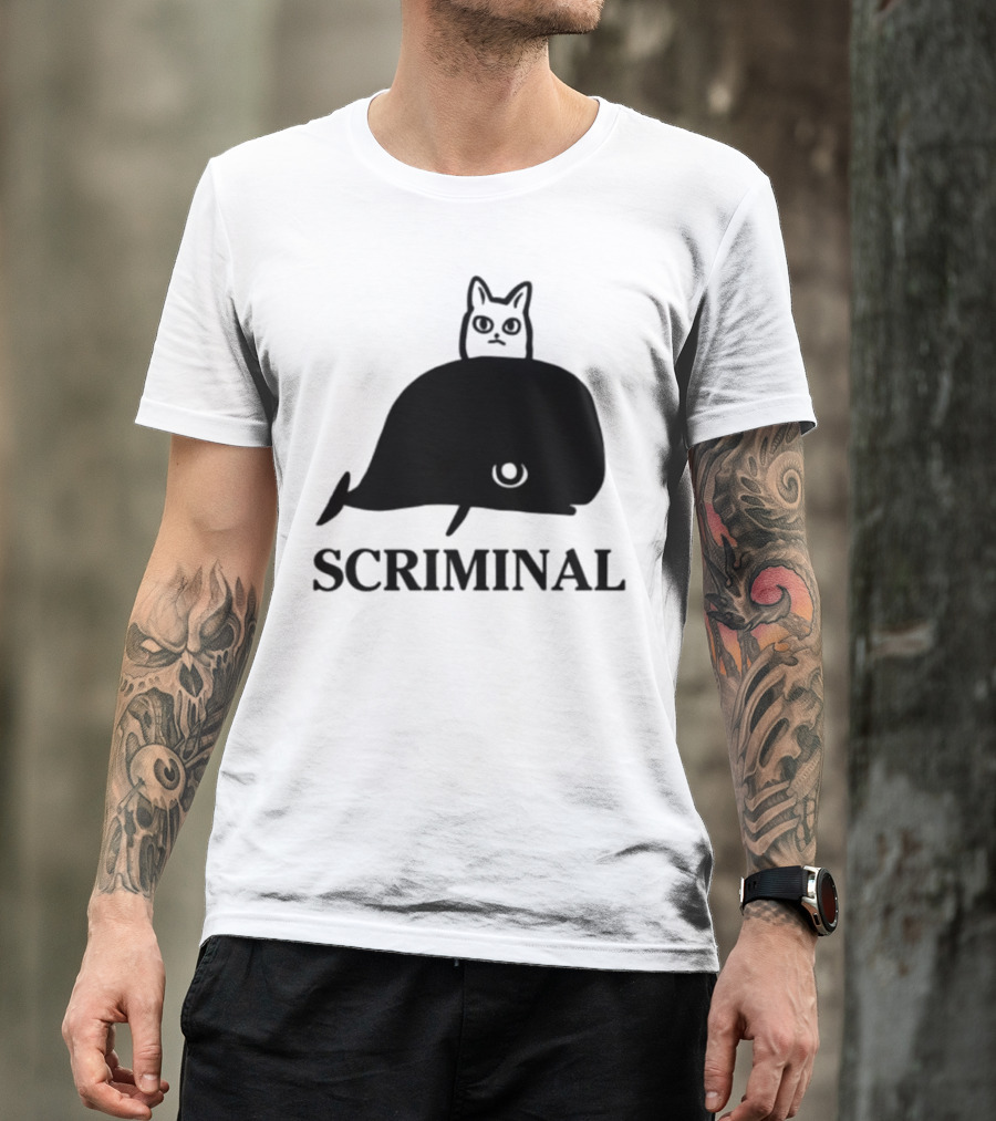 Scriminal Cat On Whale T-Shirt