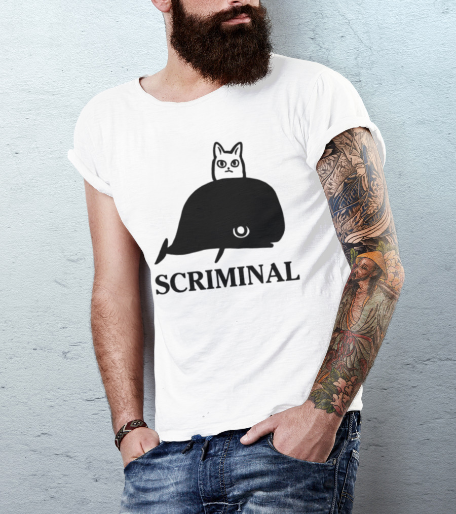 Scriminal Cat On Whale T-Shirt