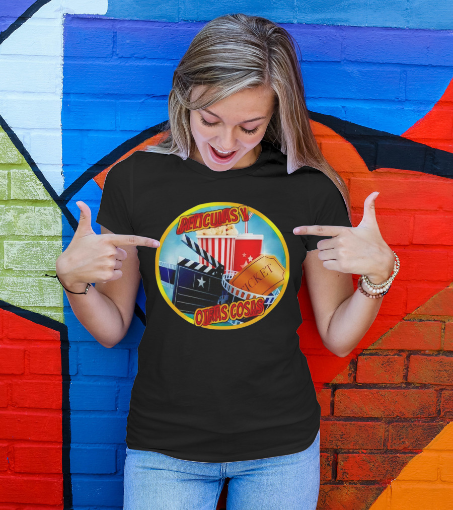 Peliculas Y Otras Cosas Con Claqueta, Palomitas, Ticket, Refresco Y Cine T-Shirt