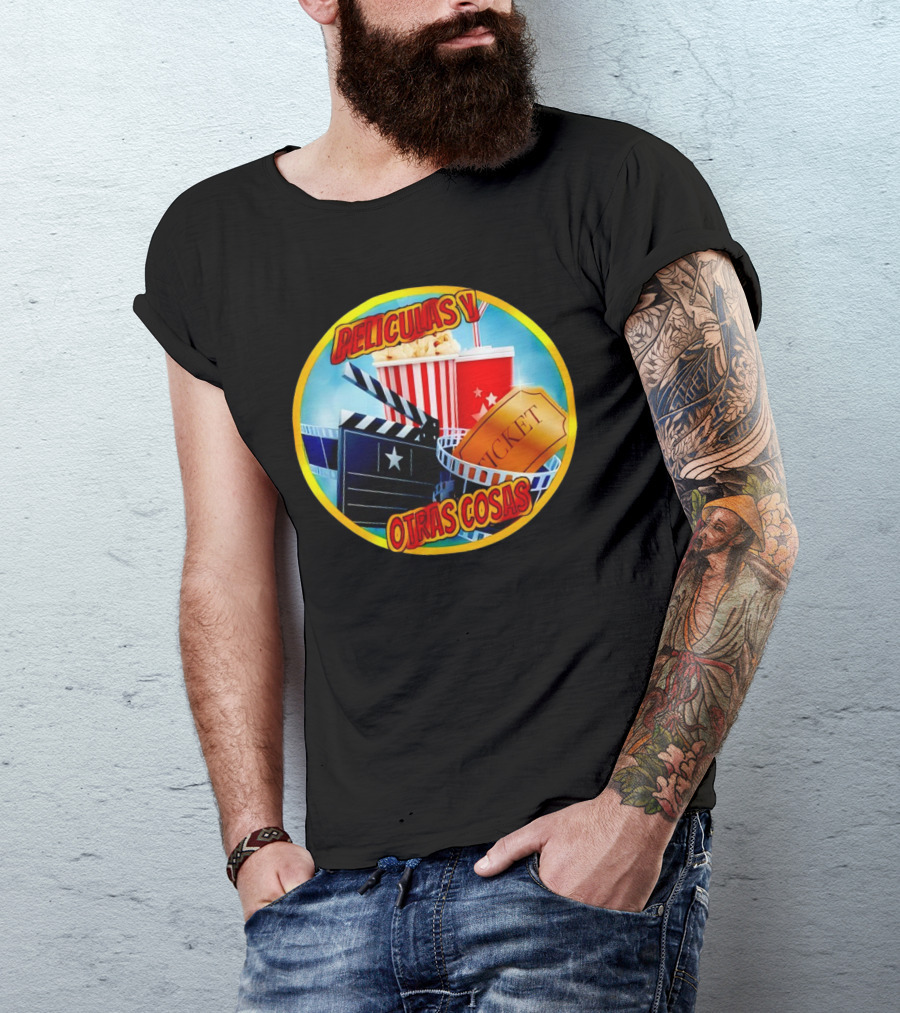 Peliculas Y Otras Cosas Con Claqueta, Palomitas, Ticket, Refresco Y Cine T-Shirt