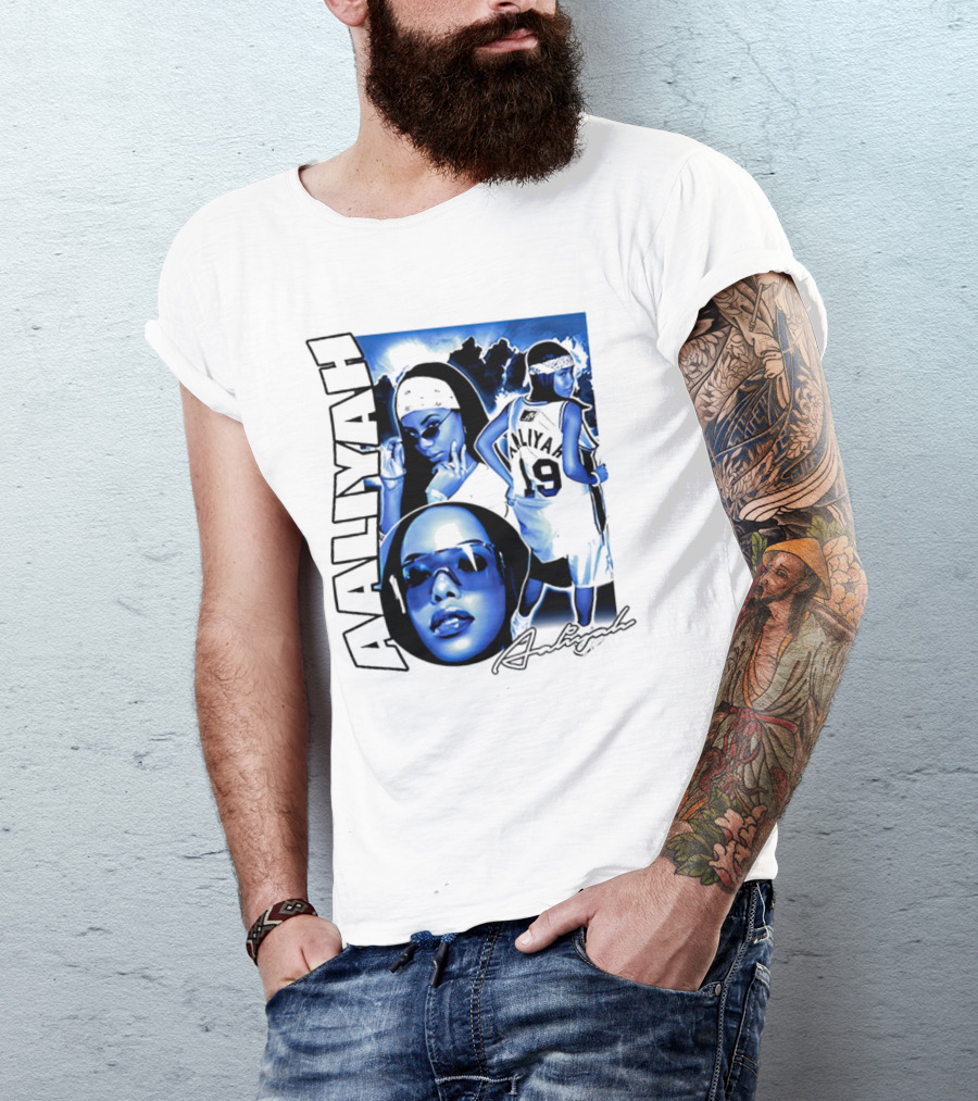 Aaliyah Vintage Rap Aaliyah 90s Style University Blue Jordan T-Shirt