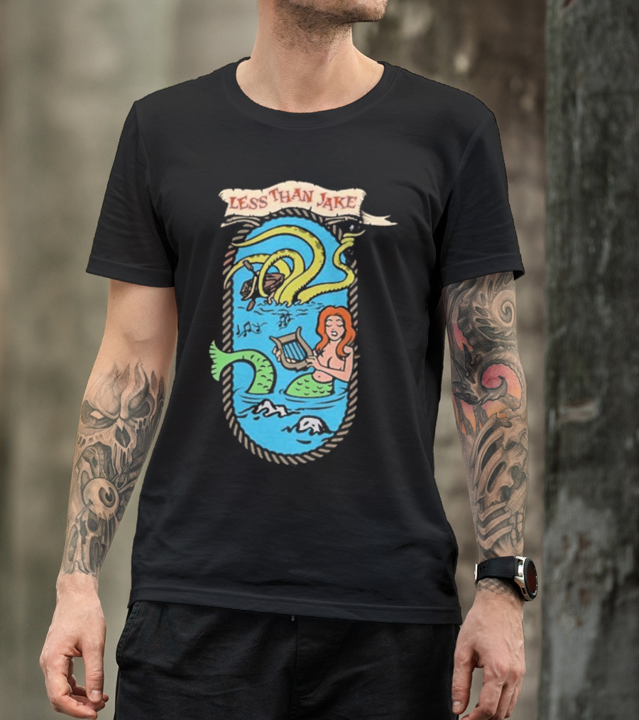 Less Than Jake Mermaid And Sea Monster Playing Music T-Shirt