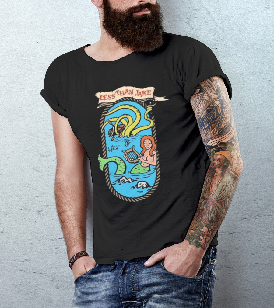 Less Than Jake Mermaid And Sea Monster Playing Music T-Shirt