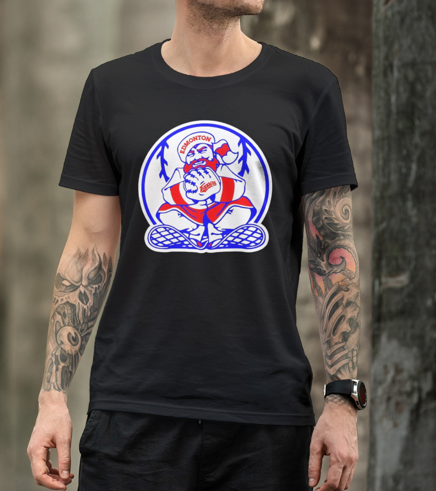 Edmonton Trappers Santa Logo Baseball Winter T-Shirt