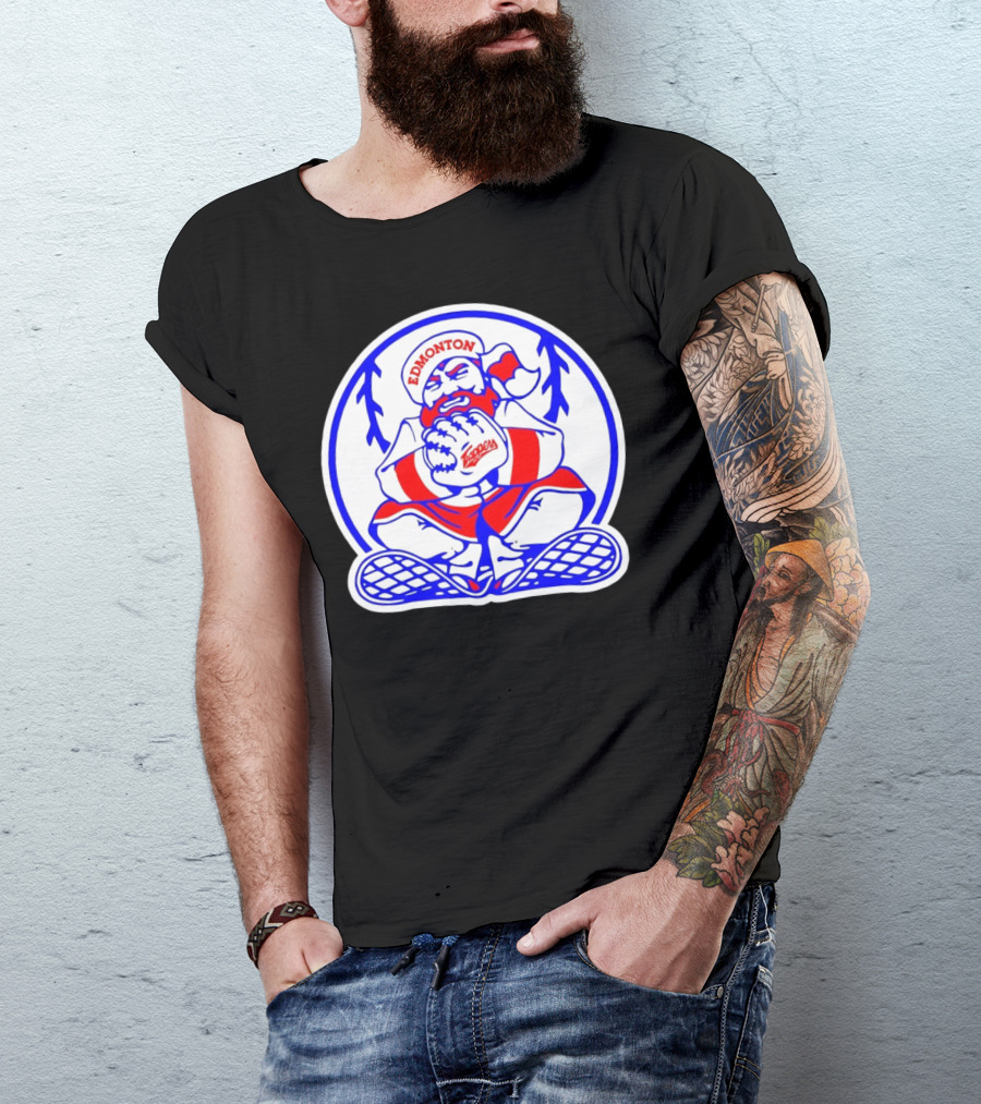 Edmonton Trappers Santa Logo Baseball Winter T-Shirt