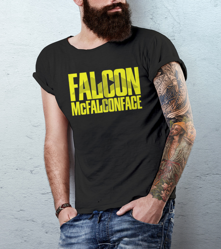 Falcon McFalconface Bold Yellow Text With Falcon T-Shirt