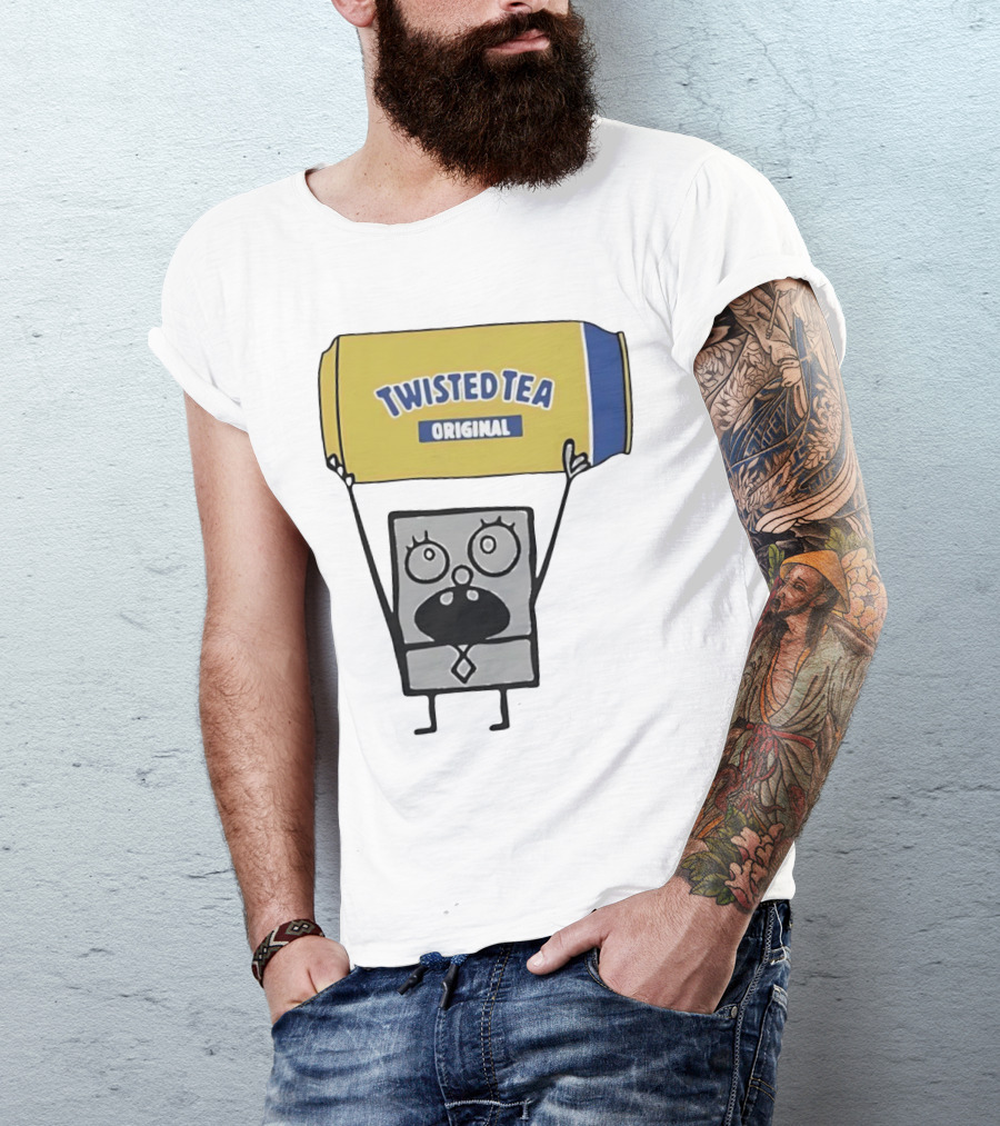 SpongeBob Doodlebob Holding Twisted Tea Original Can T-Shirt