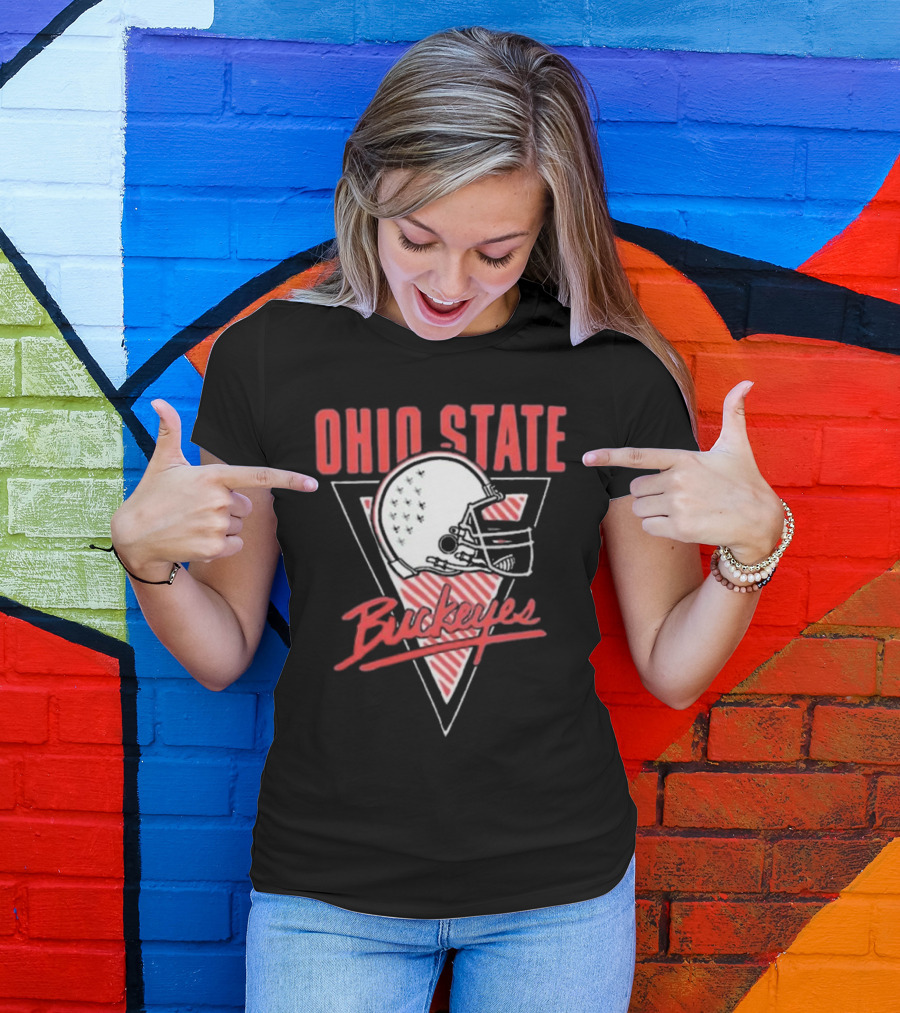 Ohio State Buckeyes Helmet Retro Triangular Emblem T-Shirt