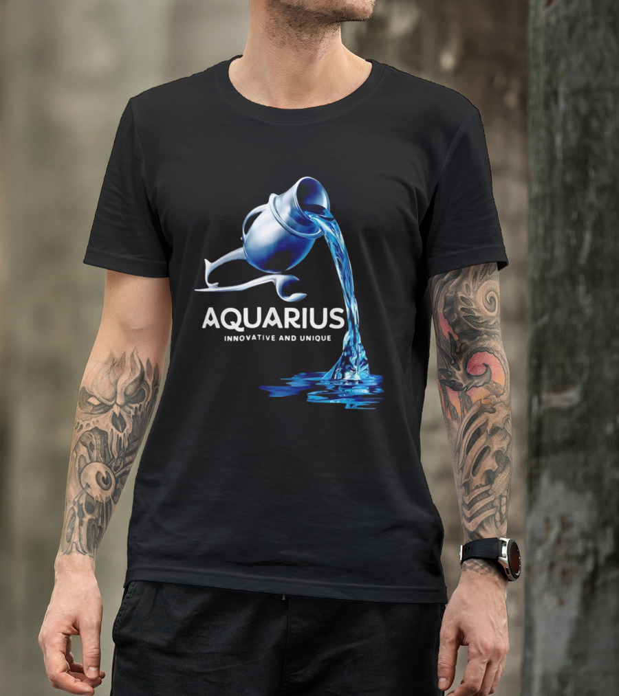 Aquarius Zodiac Sign Innovative And Unique Water Bearer Pouring Blue Water T-Shirt