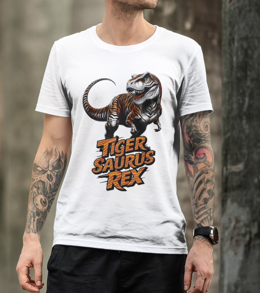 Fierce Tiger Saurus Rex Dinosaur Tiger Saurus Rex T-Shirt