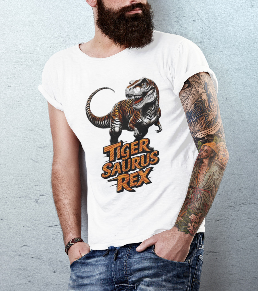 Fierce Tiger Saurus Rex Dinosaur Tiger Saurus Rex T-Shirt