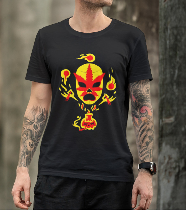 The Ablazing Blitzed Brothers Flaming Leaf Mask T-Shirt