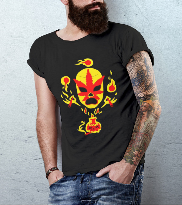 The Ablazing Blitzed Brothers Flaming Leaf Mask T-Shirt